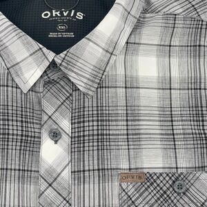 Orvis Classic Collection Shirt Men's XXL Gray Plaid Short Sleeve Vented Outdoor